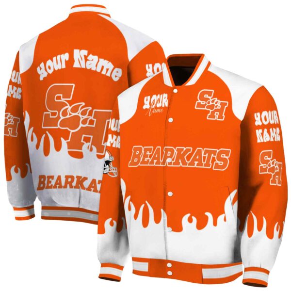 custom sam houston bearkats fire graphic orange jacket fashion forward