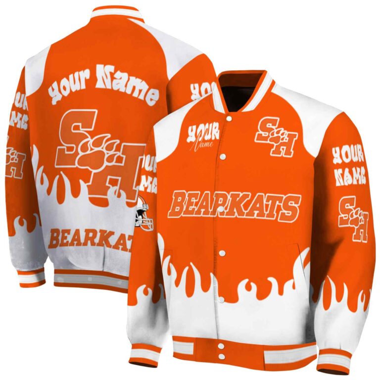 custom sam houston bearkats fire graphic orange jacket fashion forward