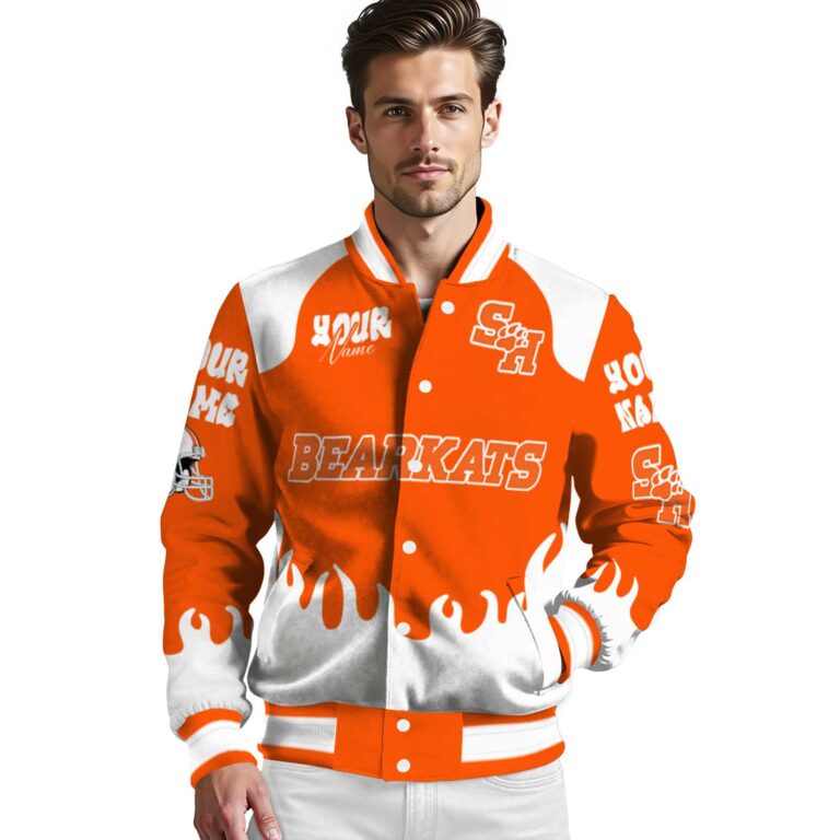 custom sam houston bearkats fire graphic orange jacket high quality