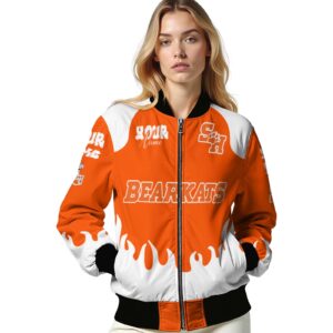 custom sam houston bearkats fire graphic orange jacket latest model