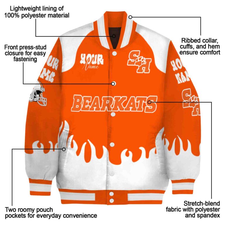custom sam houston bearkats fire graphic orange jacket new arrival