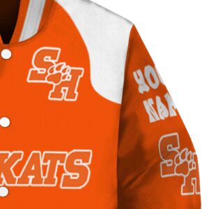 custom sam houston bearkats fire graphic orange jacket premium grade