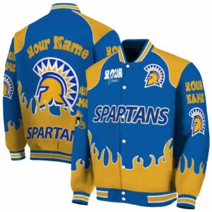 custom san jose state spartans fire graphic blue jacket fashion forward