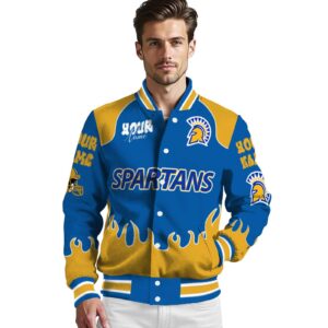 custom san jose state spartans fire graphic blue jacket high quality