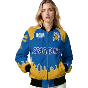 custom san jose state spartans fire graphic blue jacket latest model