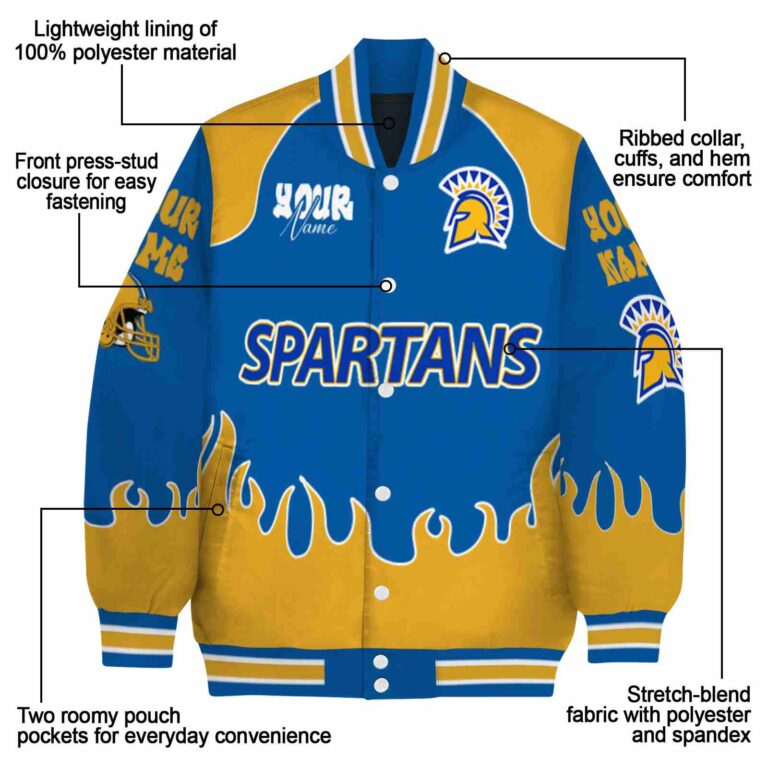 custom san jose state spartans fire graphic blue jacket new arrival