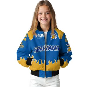 custom san jose state spartans fire graphic blue jacket top rated