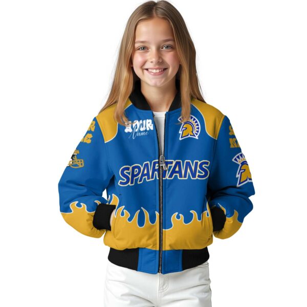 custom san jose state spartans fire graphic blue jacket top rated