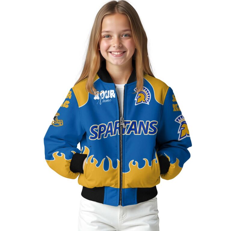 custom san jose state spartans fire graphic blue jacket top rated