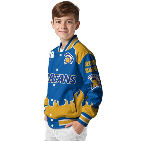 custom san jose state spartans fire graphic blue jacket trendy