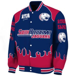 custom south alabama jaguars fire graphic blue jacket best selling