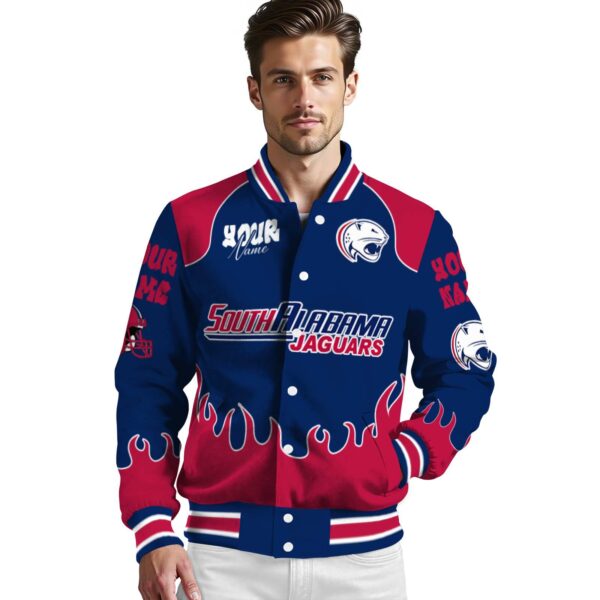 custom south alabama jaguars fire graphic blue jacket high quality