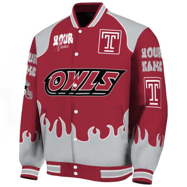 custom temple owls fire graphic red jacket best selling
