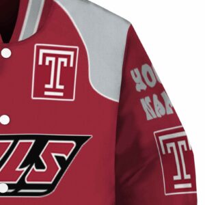 custom temple owls fire graphic red jacket premium grade