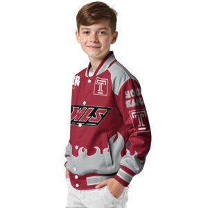 custom temple owls fire graphic red jacket trendy