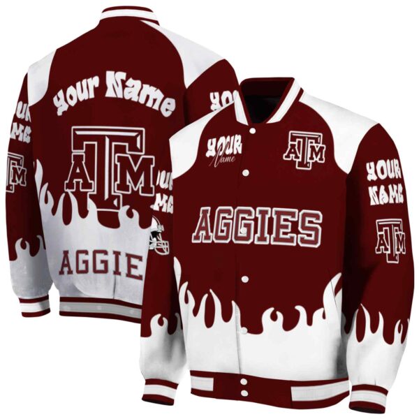 custom texas am aggies fire graphic maroon jacket fashion forward