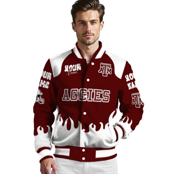 custom texas am aggies fire graphic maroon jacket high quality