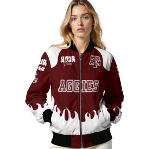 custom texas am aggies fire graphic maroon jacket latest model
