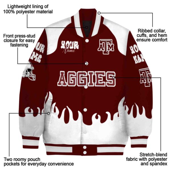custom texas am aggies fire graphic maroon jacket new arrival
