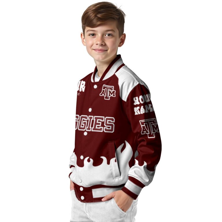 custom texas am aggies fire graphic maroon jacket trendy