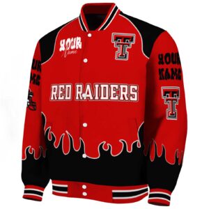 custom texas tech red raiders fire graphic red jacket best selling