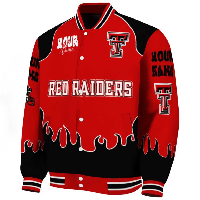 custom texas tech red raiders fire graphic red jacket best selling