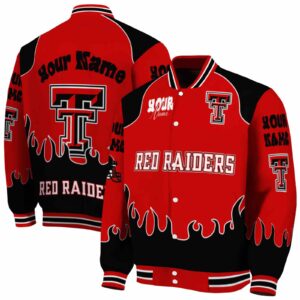 custom texas tech red raiders fire graphic red jacket fashion forward