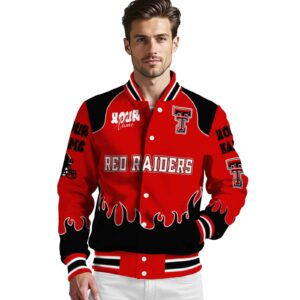 custom texas tech red raiders fire graphic red jacket high quality