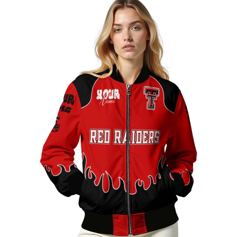 custom texas tech red raiders fire graphic red jacket latest model