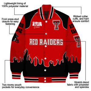 custom texas tech red raiders fire graphic red jacket new arrival
