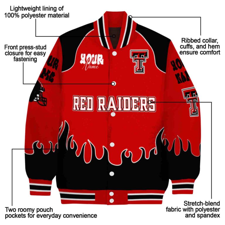 custom texas tech red raiders fire graphic red jacket new arrival