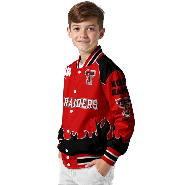 custom texas tech red raiders fire graphic red jacket trendy