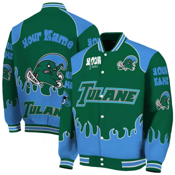 custom tulane green wave fire graphic green jacket fashion forward