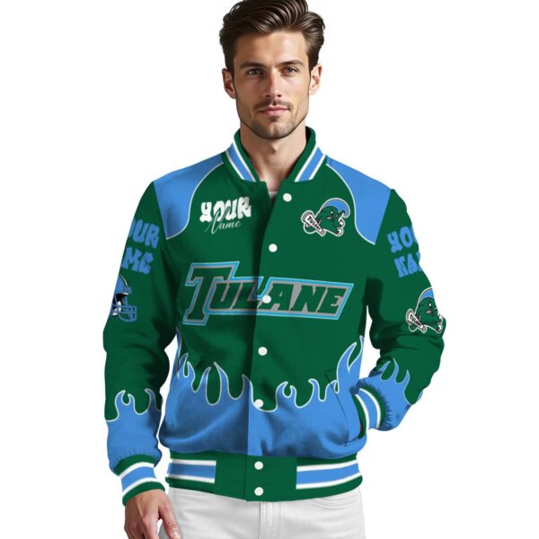 custom tulane green wave fire graphic green jacket high quality