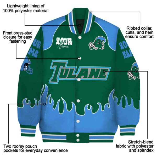 custom tulane green wave fire graphic green jacket new arrival