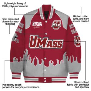 custom umass minutemen fire graphic red jacket new arrival
