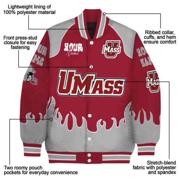 custom umass minutemen fire graphic red jacket new arrival