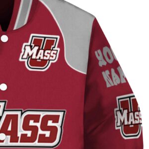 custom umass minutemen fire graphic red jacket premium grade
