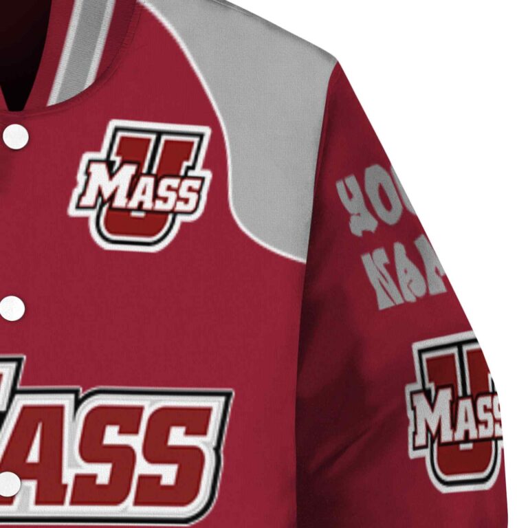custom umass minutemen fire graphic red jacket premium grade