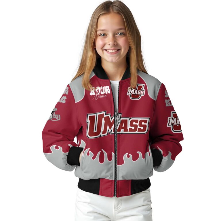 custom umass minutemen fire graphic red jacket top rated