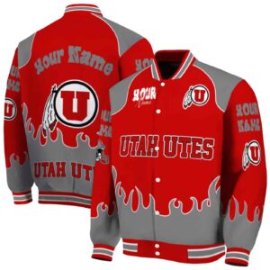 custom utah utes fire graphic red jacket fashion forward