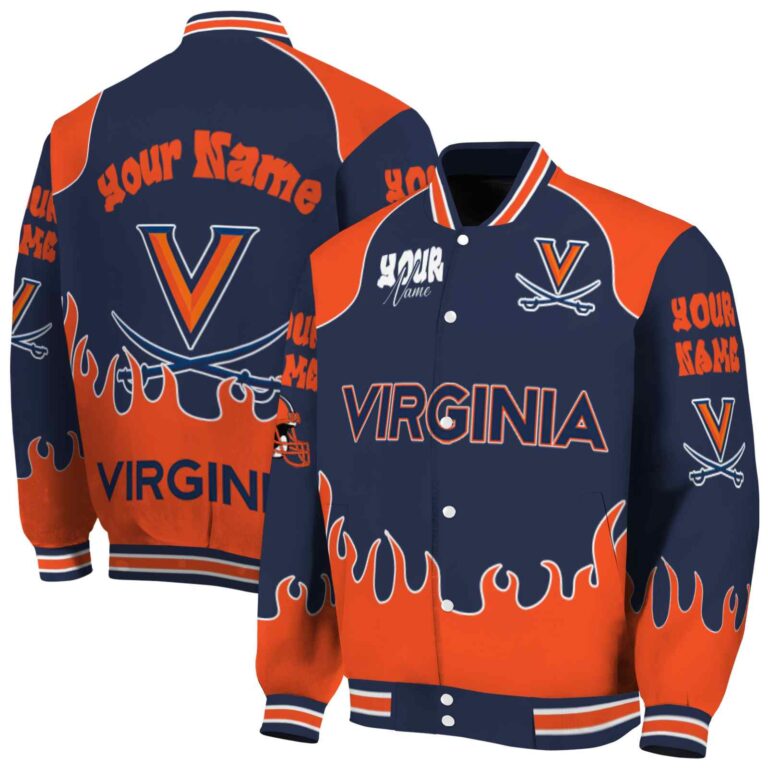 custom virginia cavaliers fire graphic blue jacket fashion forward