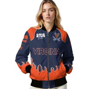 custom virginia cavaliers fire graphic blue jacket latest model