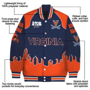 custom virginia cavaliers fire graphic blue jacket new arrival