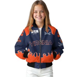 custom virginia cavaliers fire graphic blue jacket top rated