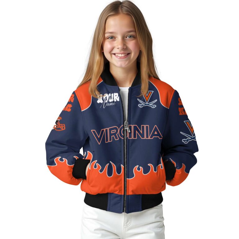 custom virginia cavaliers fire graphic blue jacket top rated