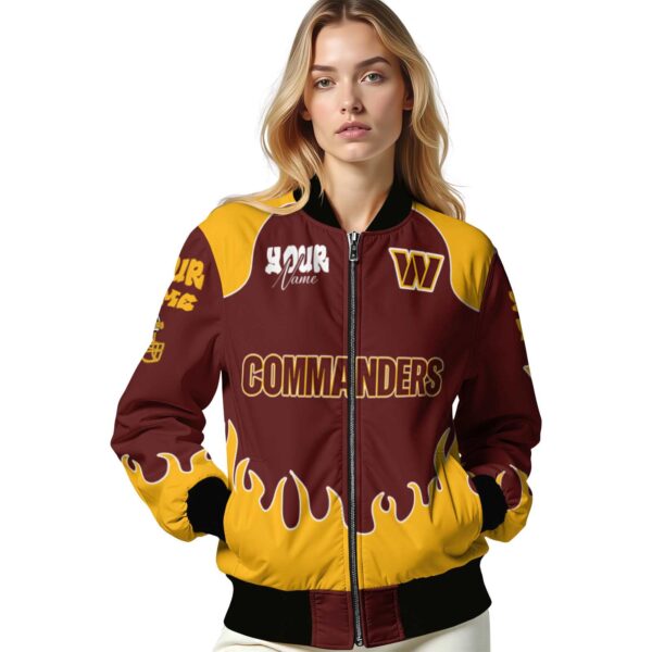 custom washington commanders fire graphic burgundy jacket latest model