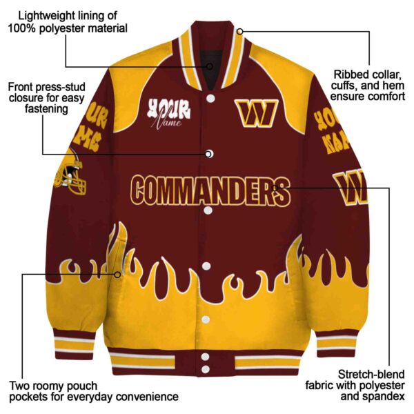 custom washington commanders fire graphic burgundy jacket new arrival