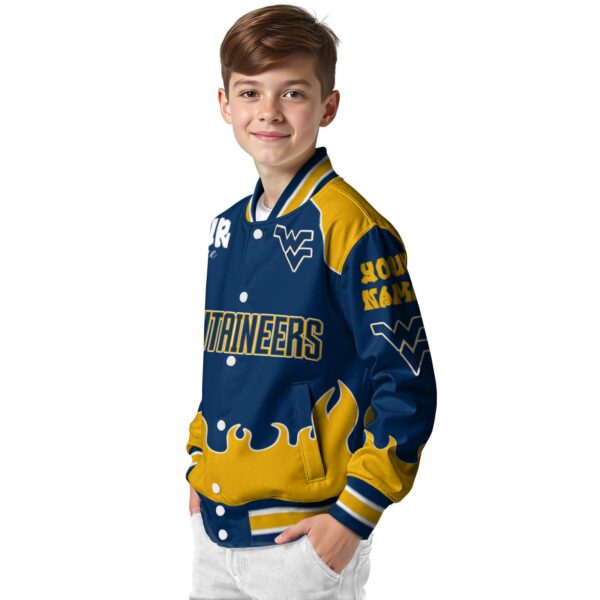 custom west virginia mountaineers fire graphic blue jacket trendy