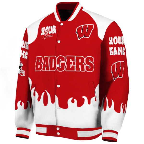 custom wisconsin badgers fire graphic red jacket best selling